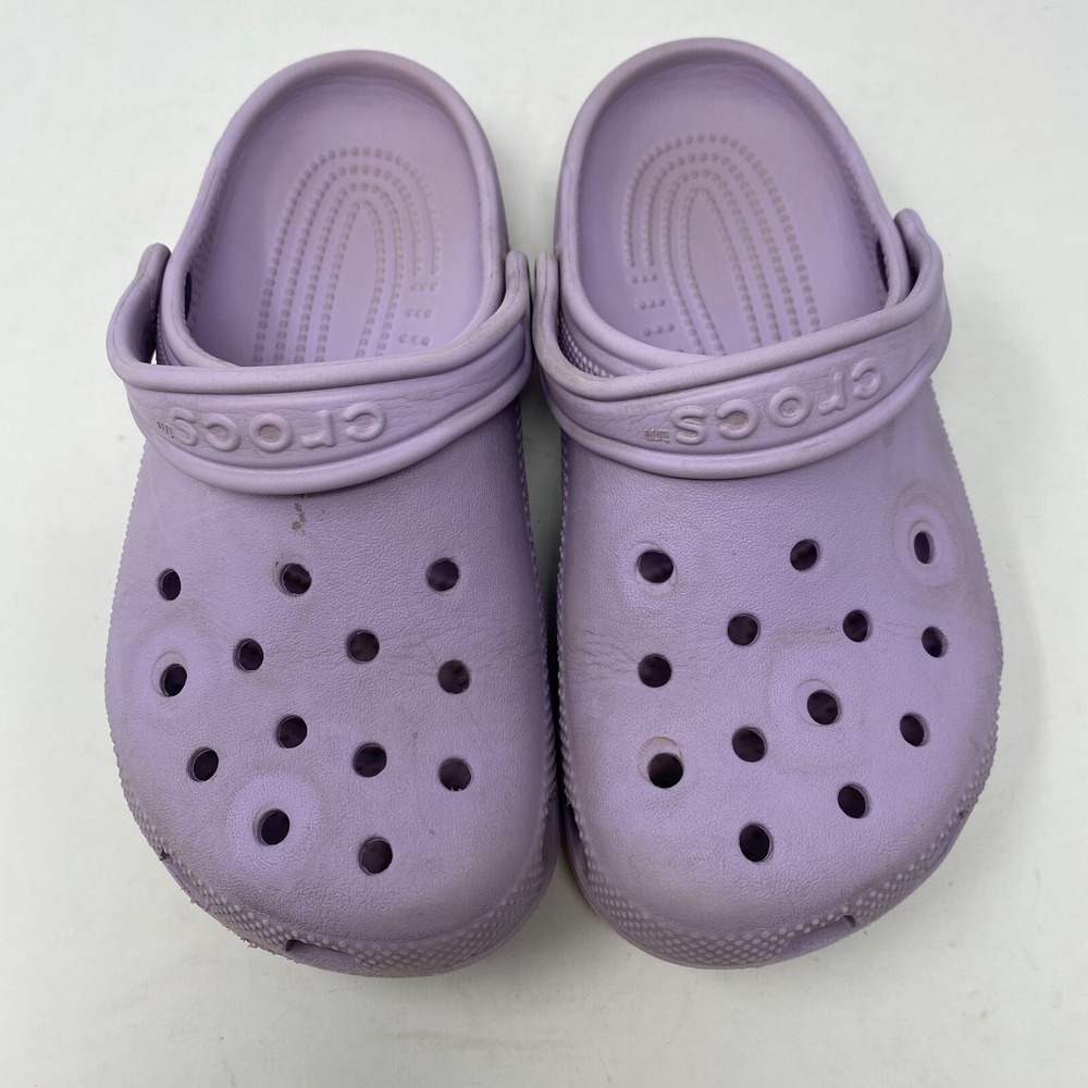 Crocs‎ Classic Clogs Shoes Solid Purple Youth Juniors Size J 2